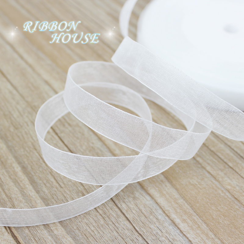(50 yards/rouleau) rubans en Organza 12/15/20/25/40/50mm, vente en gros, emballage cadeau blanc, décoration, rubans de noël