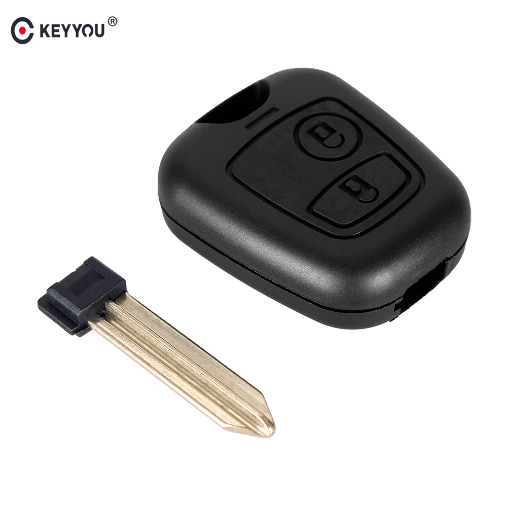 KEYYOU-funda para llave de coche con mando a distancia de 2 botones, para Citroen C1 C2 C3 Saxo /Xsara /Picasso /Berlingo, carcasa para llave de coche con hoja sin cortar