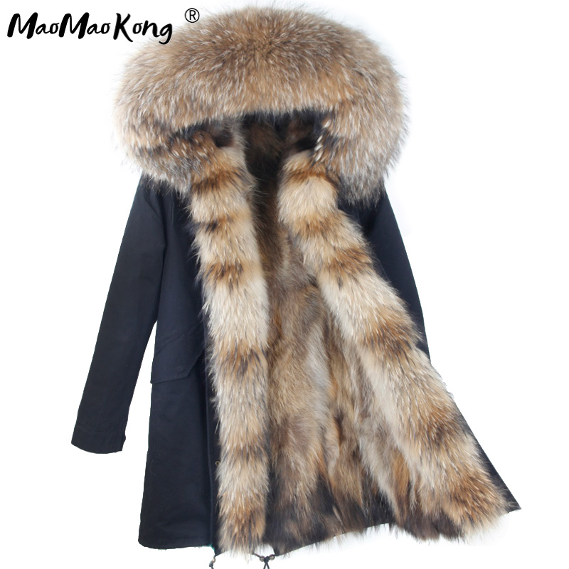 Maomaokong 2020 Echte natürliche Pelzmantel winter jacke Lange Frauen pelz liner mit kapuze parkas frau parka mantel frauen echte pelzmantel echte