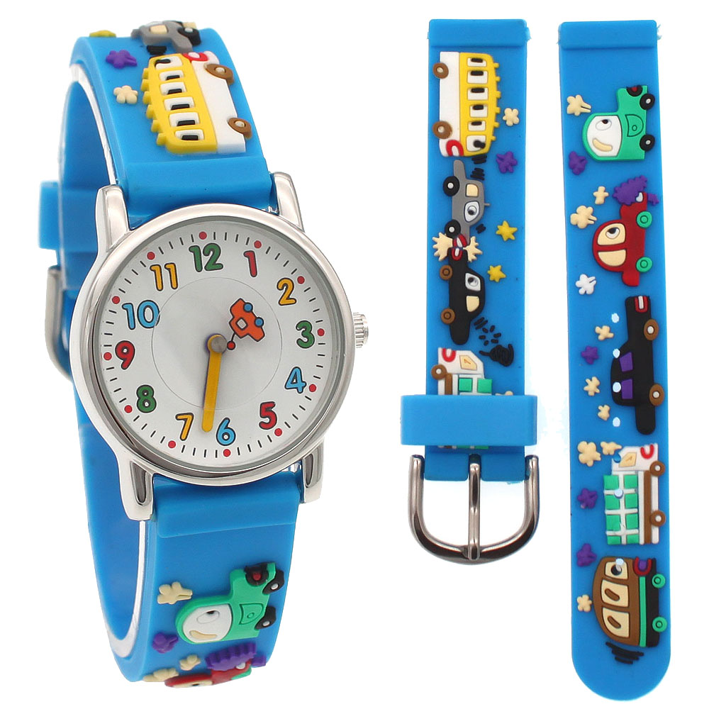 Meninas relógio dos desenhos animados ônibus dinossauro 3d silicone crianças relógio meninos menina relógio de quartzo crianças relógio esportivo presente à prova dwaterproof água