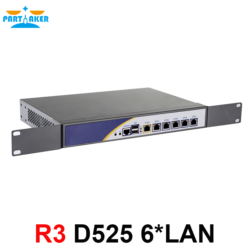Межсетевой экран Partaker R3 с 6 портами Gigabit LAN, Intel D525 1.8ГГц, 4ГБ ОЗУ, 64ГБ SSD, Opnsense/Pfsense