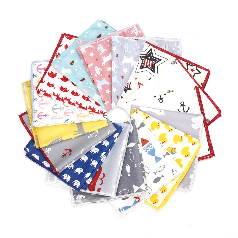 Pañuelo 100% de algodón con estampado de oso y pez para hombre, pañuelo de alta calidad con estampado de animales, bolsillo cuadrado, trajes de toalla en el pecho, 25x25cm, novedad