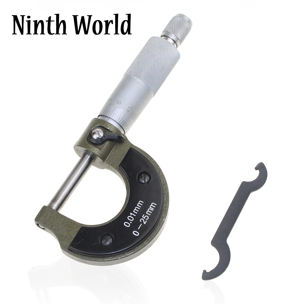 Micrómetro exterior al por mayor del noveno mundo, herramientas de medición de calibre Vernier de 0-25mm/0,01mm con caja
