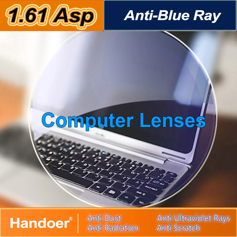 Handoer 1.61 Anti-Blue Ray Protection Optyczna soczewka jednoogniskowa do urządzeń cyfrowych Soczewki komputerowe na receptę Anti-UV, 2 szt.