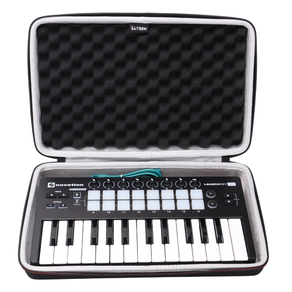 LTGEM EVA Hard Case for Novation Launchkey Mini 25-Note USB Keyboard MK2 Controller - Travel Protective Carrying Bag