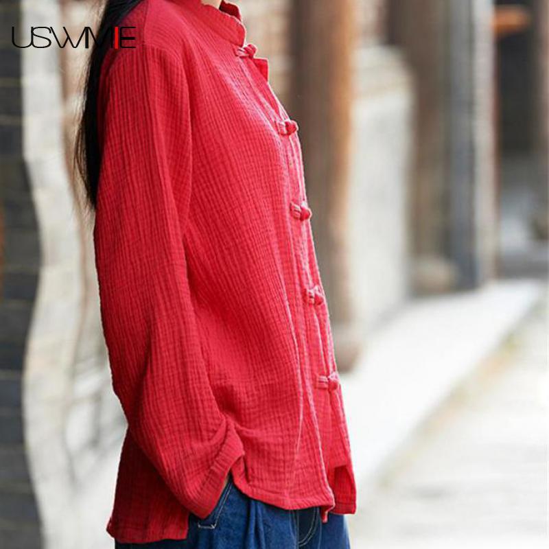 USWMIE-Blusa de manga larga para mujer, camisa Retro Simple de Color sólido, cuello levantado, dobladillo Irregular, holgada, cómoda, Primavera, 2020