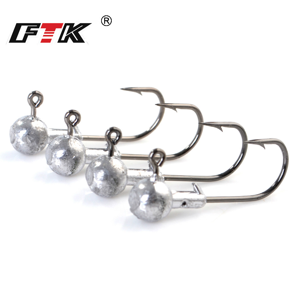 FTK 5-10pcs Jig Heads For Fishing Jig Head Soft Lure Fishing Tackle Worm Jigging Lure Hooks 1g 1.5g 2g 2.5g 3.5g 5g 7g 10 20g