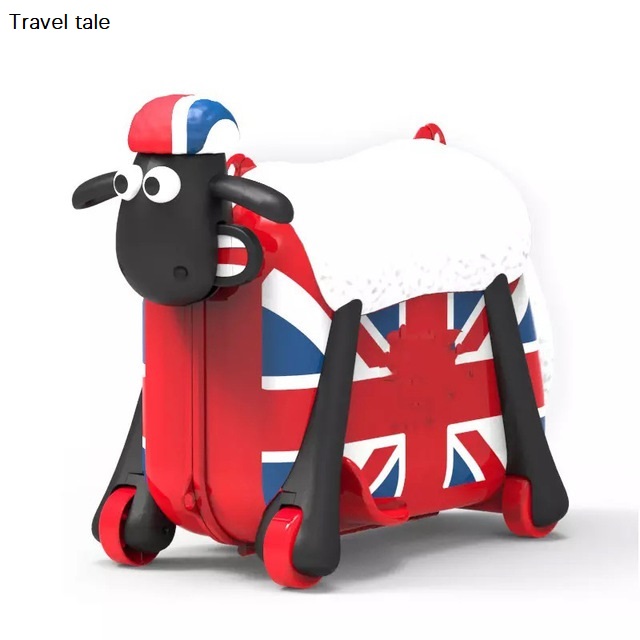 Cartoon Sheep Shape Ride-on Trolley Mala, Mala de mão, Rodas, Solid Carry On, Spinner, Bagagem de rolamento para crianças e crianças, conto de viagem, bonito