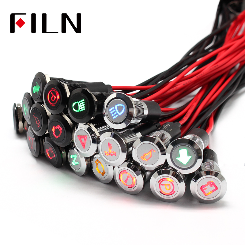 パイロットライト,LEDボートライト,12mm,黒とクロム仕上げ,防水