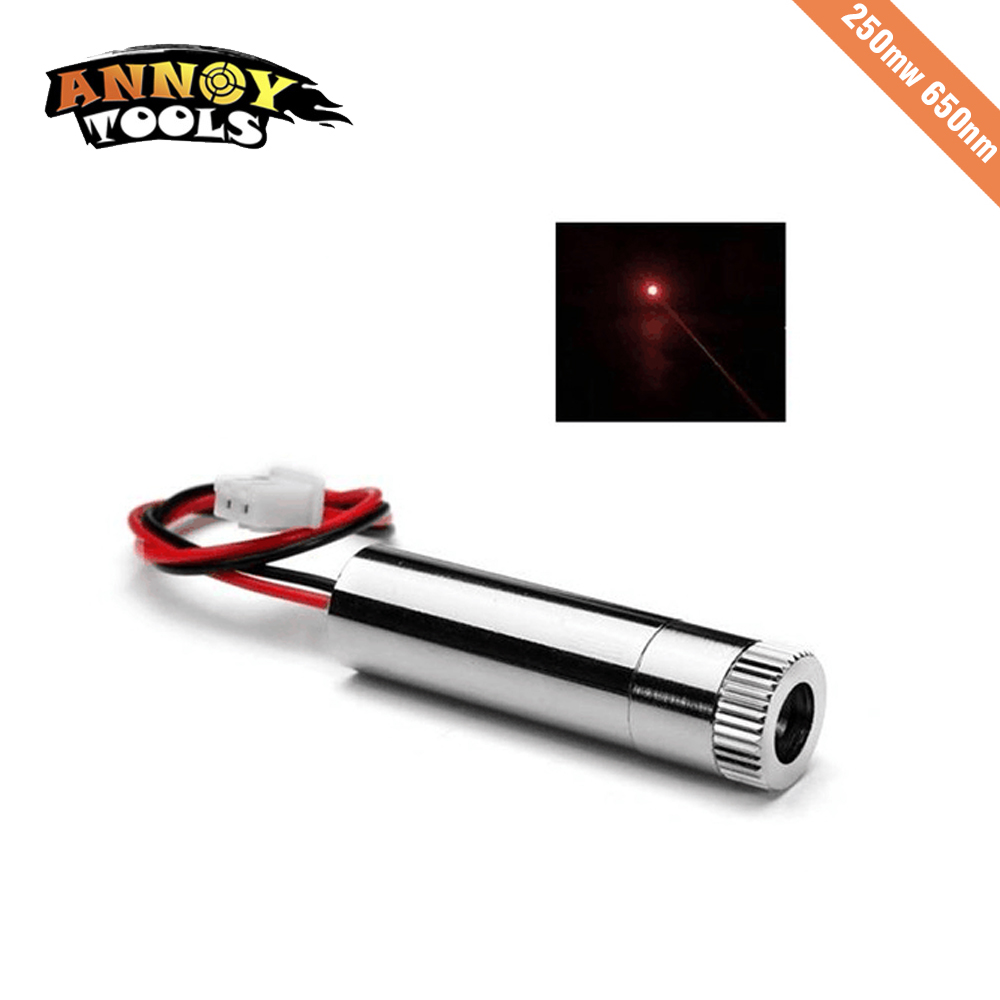 Módulo de ponto laser vermelho 250mw 650nm laser de alta potência com foco máquina de gravação diy cabeça laser