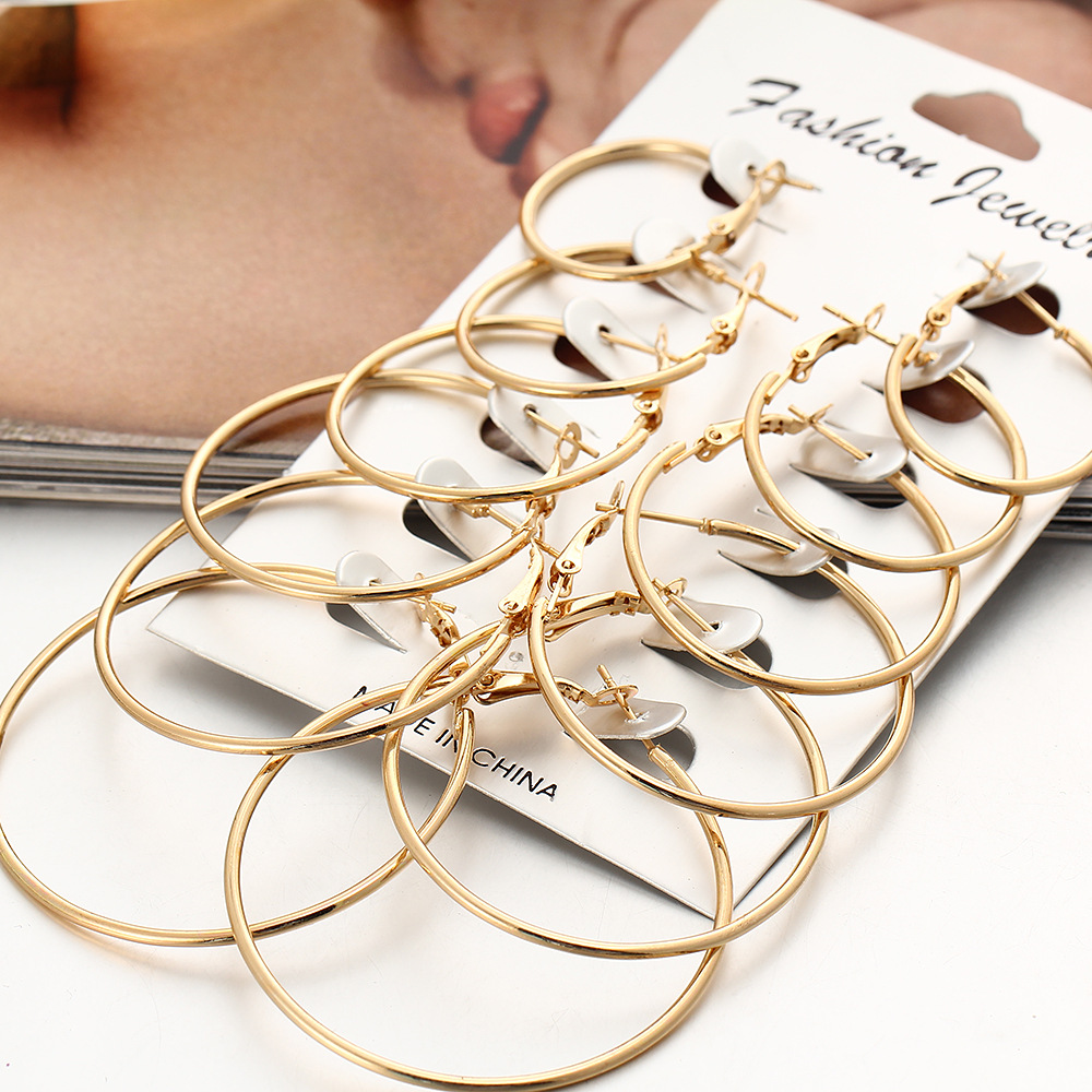 6 paia/set orecchini a cerchio coreani set orecchini a cerchio grandi oversize gioielli di moda per le donne ragazze Steampunk orecchio clip Brincos