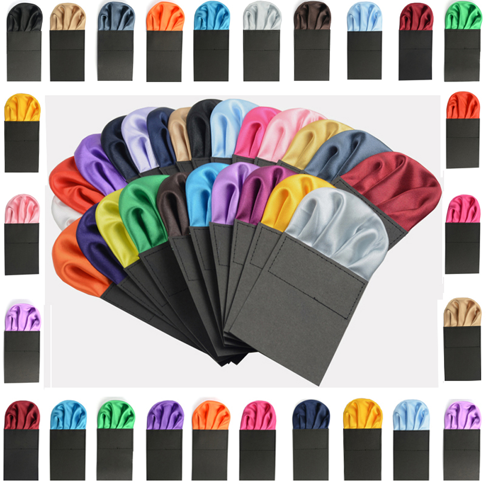Lenço masculino de cetim liso pré-dobrado lenço de bolso quadrado para festa de casamento bwtyy0507