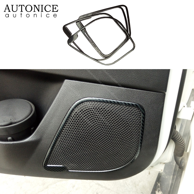 Couvercle d'anneau audio de haut-parleur de porte en acier inoxydable, couleur fibre de carbone, garniture pour Ford Focus MK3 RS ST 2012-2018, 4 pièces