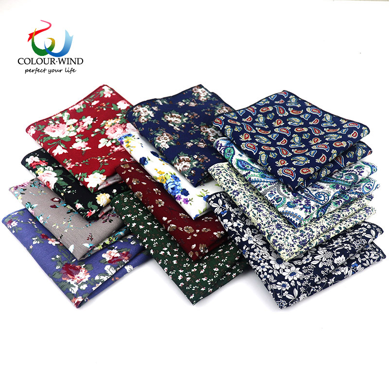 Top algodão bolso quadrado moda flor terno laços para homens paisley camisa lenço 22*22cm toalha de casamento senhoras hankies presente