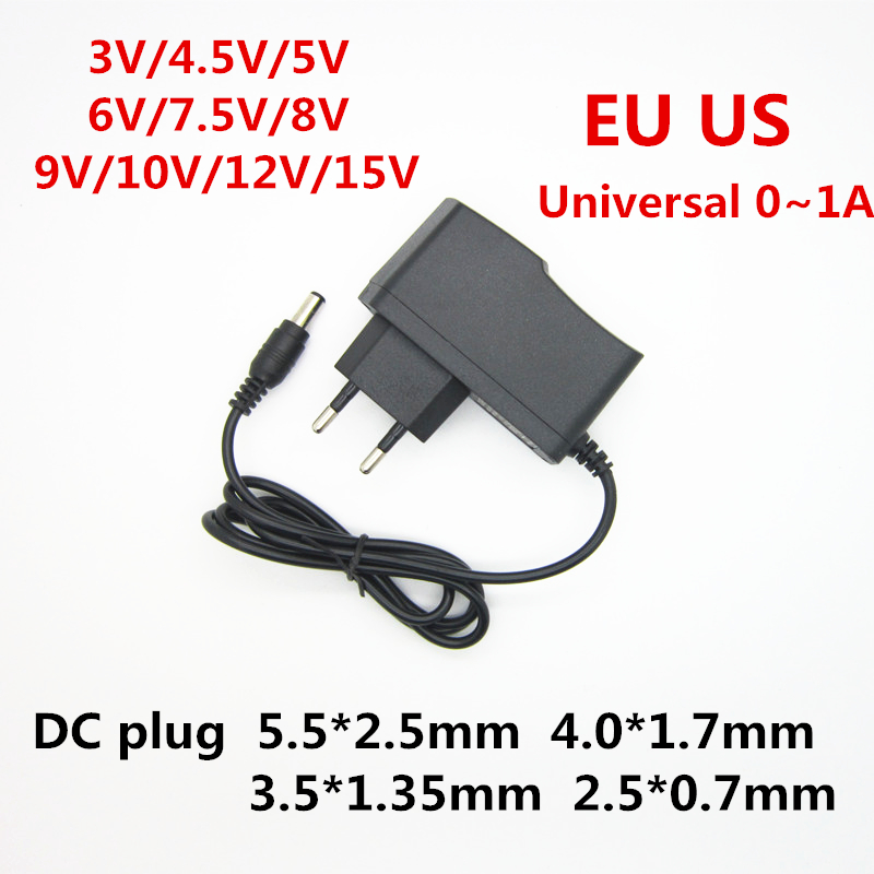 AC 110–240 V DC 3 V 4,5 V 5 V 6 V 7,5 V 8 V 9 V 10 V 12 V 15 V 1 A Universa Netzteil-Transformator-Ladegerät für LED-Lichtleiste