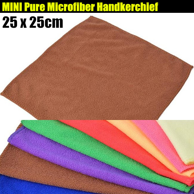 25x25cm unissex crianças e adultos mini lenço de microfibra de cor pura, lenços pequenos absorventes de cabelo de secagem rápida