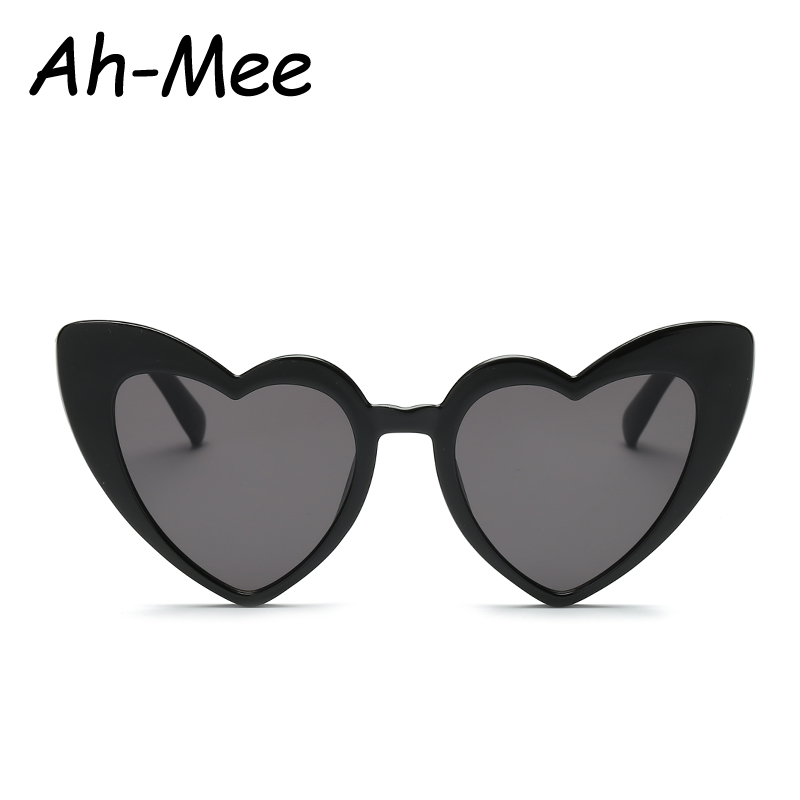 Óculos de sol em forma de coração feminino olho de gato óculos de sol marca de luxo retro amor preto vermelho óculos masculino sombra oversize