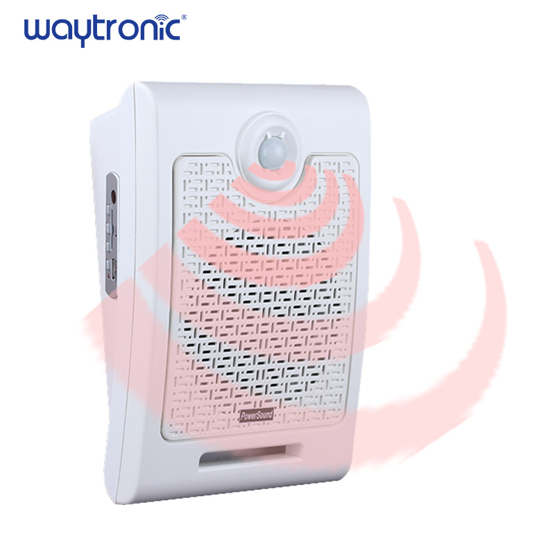 Sensor de movimento montado na parede Altifalante de áudio Sensor de corpo infravermelho Alarme Public Place Voice Broadcast Cartão SD Play USB Download