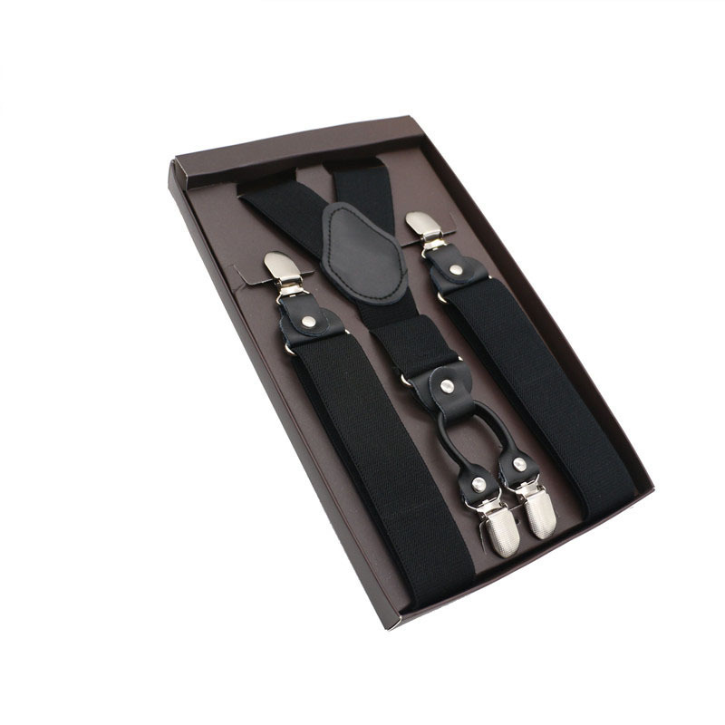 Tirantes elegantes para hombre, aleación de cuero auténtico, 4 Clips, cinturón, correas elásticas para pantalones, tirantes para pantalones comerciales de moda, 3,5 cm de ancho