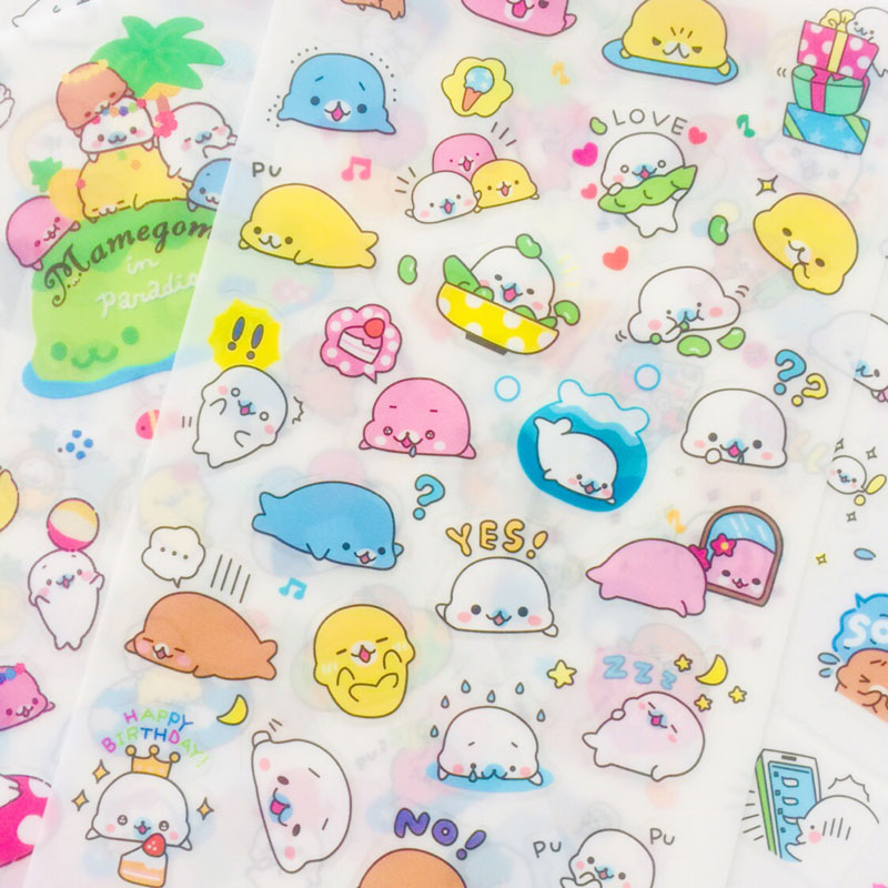6 แผ่น Kawaii Sea Lion Otters DIY กาว PVC สติกเกอร์ตกแต่งไดอารี่อัลบั้ม Stick ป้ายกระดาษตกแต่งเครื่องเขียน