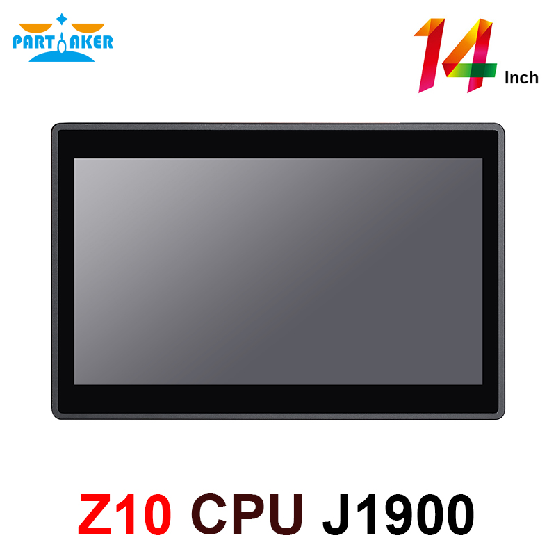 14-Zoll-Industrie-Panel-PC mit 10 Punkten, lüfterloser kapazitiver Touch-Industrie-All-In-One-PC mit Intel Quad Core J1900 Windows Linux