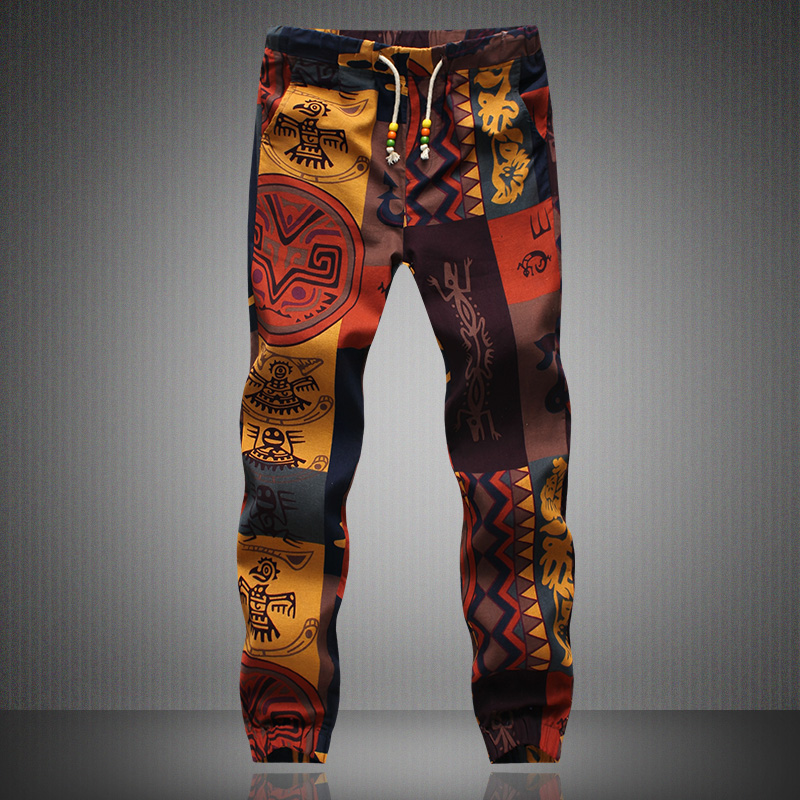 2025 nueva moda verano primavera otoño hombres estampado Floral Joggers pantalones casuales de verano para hombre pantalones de chándal pantalones de lino pantalones de hombre