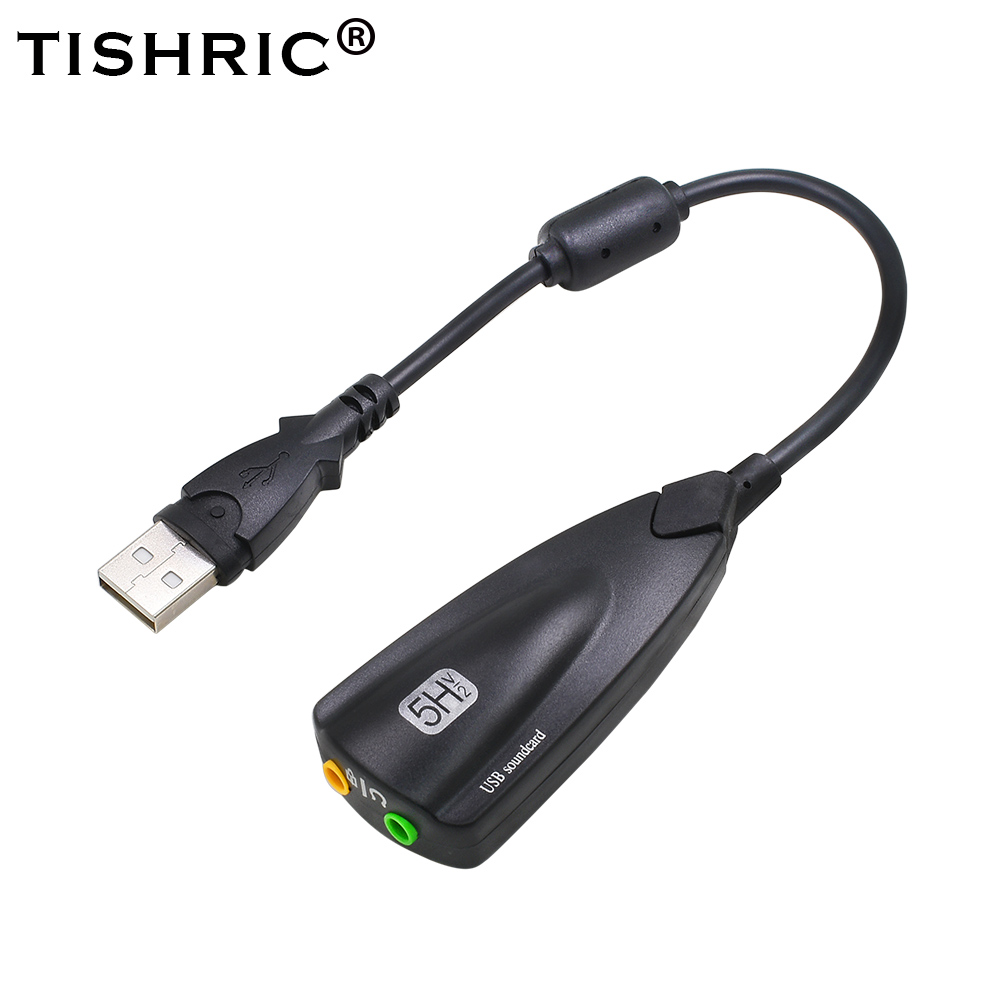 TISHRIC โปรโมชั่น 5HV2 การ์ดเสียง usb ภายนอก 7.1 พร้อมอะแดปเตอร์อินเทอร์เฟซเสียง 3.5 มม. สําหรับหูฟังลําโพงคอมพิวเตอร์แล็ปท็อป PC