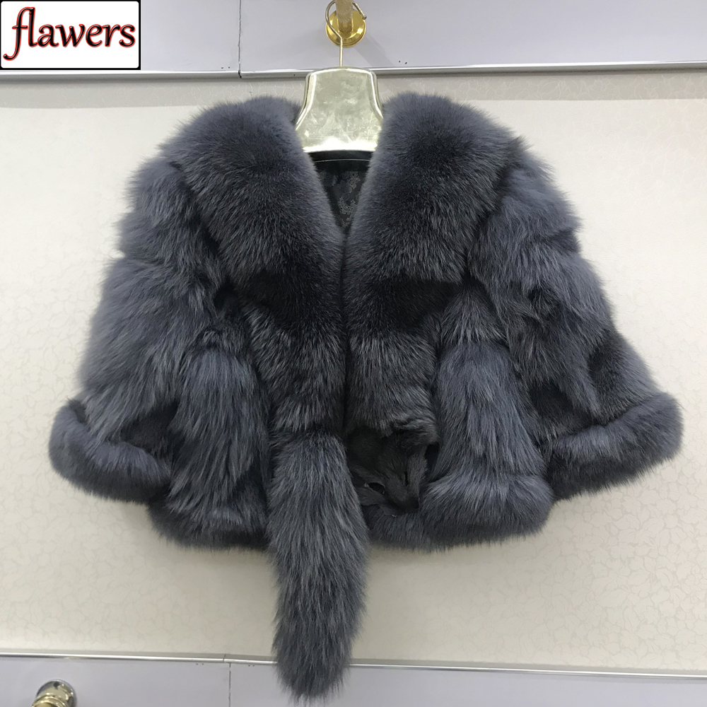 Nouveauté femmes réel 100% manteaux de fourrure de renard naturel automne hiver peau de grosse fourrure de renard veste de Style court chaud réel manteaux de fourrure de renard
