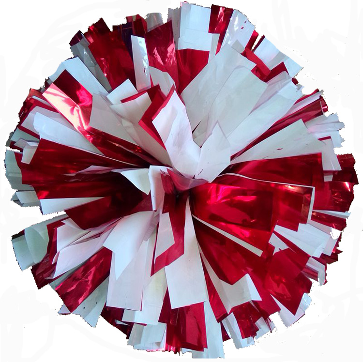 เชียร์ลีดเดอร์ Pompon พร้อมที่จับแหวน, 2ชิ้น, สีแดงผสมสีขาว, เชียร์ลีดเดอร์, เกมปาร์ตี้เต้นรำ, อุปกรณ์กีฬาชัยชนะ, 32ซม.