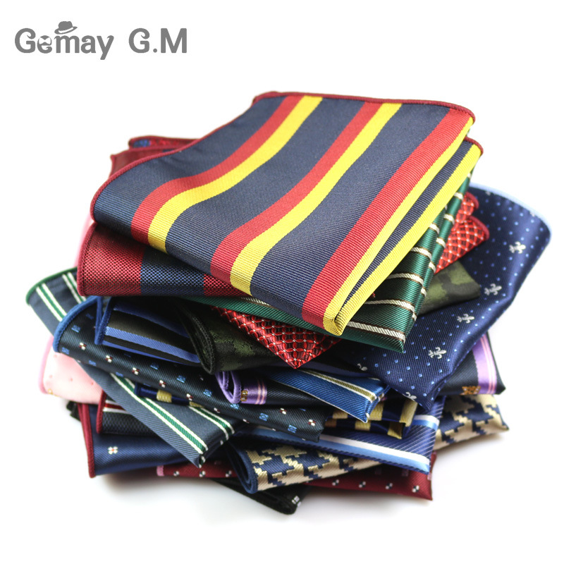 Phù Hợp Với nam giới Polyester Khăn Tay Dệt Hoa Pocket Quảng Toán Hôn Nhân Hankerchiefs Nam Khăn Ngực Formal Sọc Cưới Túi Quảng Hanky