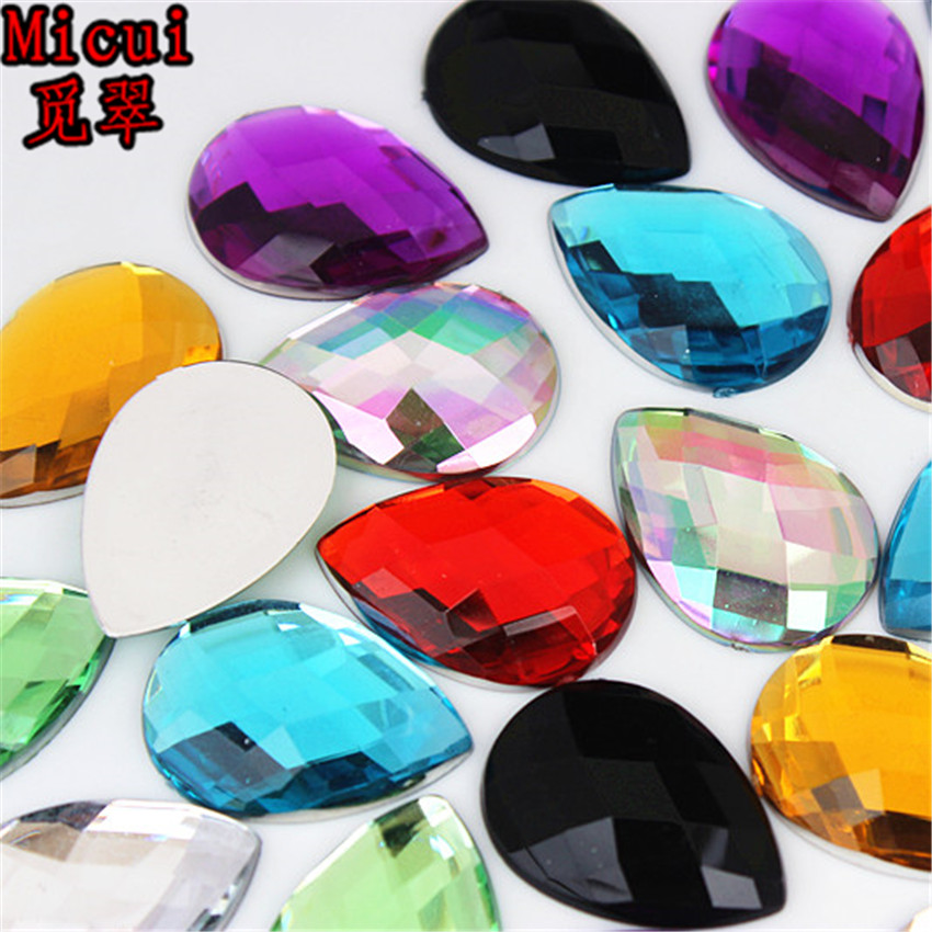 20 piezas 18*25mm forma de lágrima parte posterior plana cristales de diamantes de imitación acrílicos cuentas de Strass accesorios de joyería DIY manualidades MC592