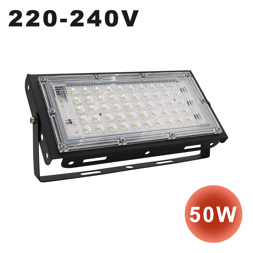 Foco reflector LED de 220-240V, 50W, Ip65, impermeable, luces de pared Exterior, lámpara de jardín, luz de inundación blanca