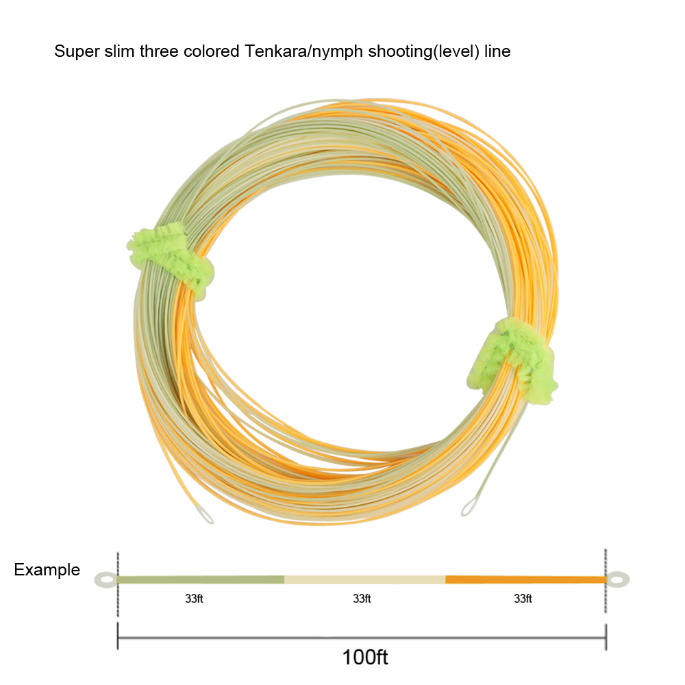 Супертонкая трехцветная леска Aventik Tenkara для стрельбы нимфы, леска для ловли нахлыстом 0,55 мм, 100 футов