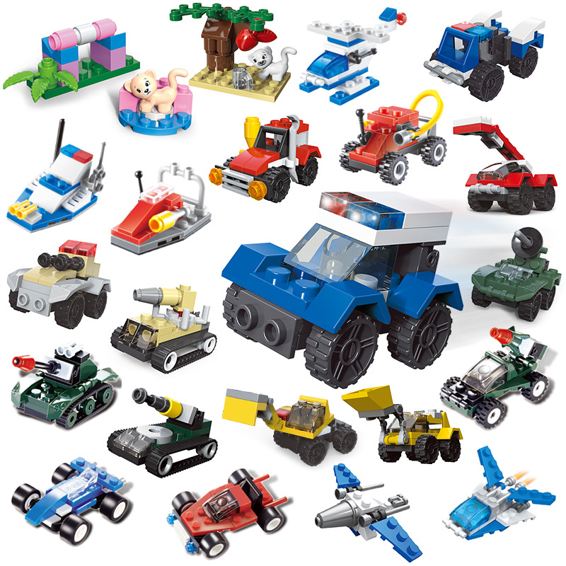 Mini tanque de transporte, coche, modelos educativos ensamblados, bloques de construcción compatibles, juguetes de ladrillos pequeños para niños