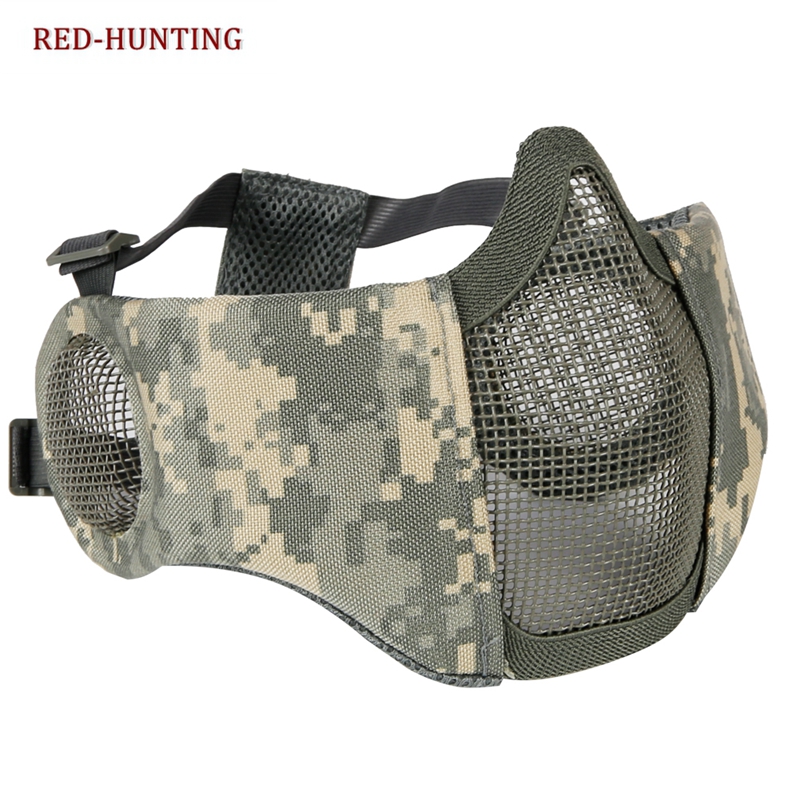 Esporte ao ar livre máscara tática proteção greve malha de metal airsoft paintball máscara de metal meia face tático cs máscara