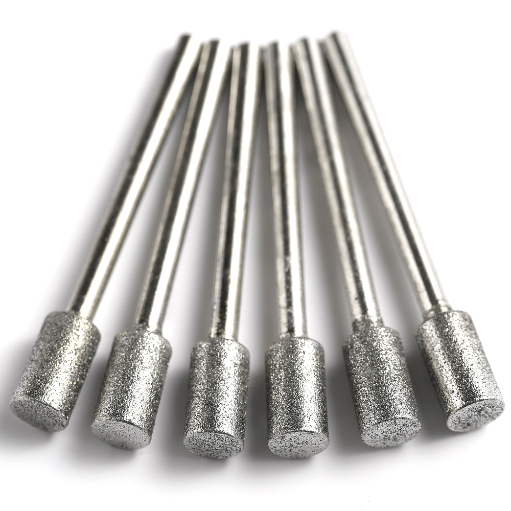 Grit120 3ミリメートル × 3ミリメートル/4/5/6/8/10ミリメートルシリンダーダイヤモンド研削バリ研磨ビット研磨研削ヘッドマウントビットdremel