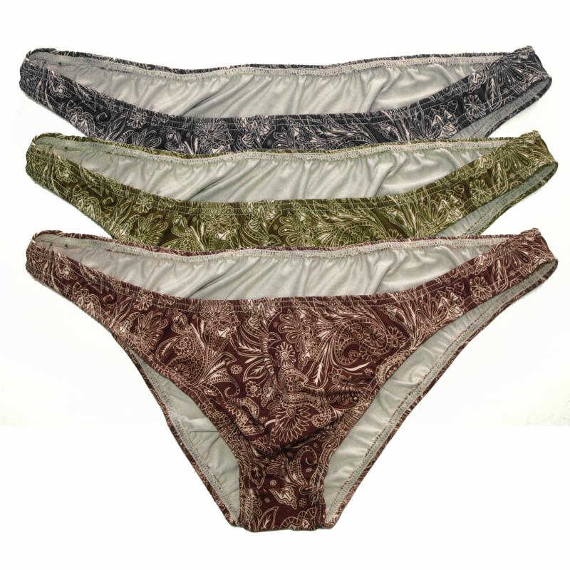 Seksowne męskie bikini ze wzorem paisley w stylu vintage z bardzo niską talią