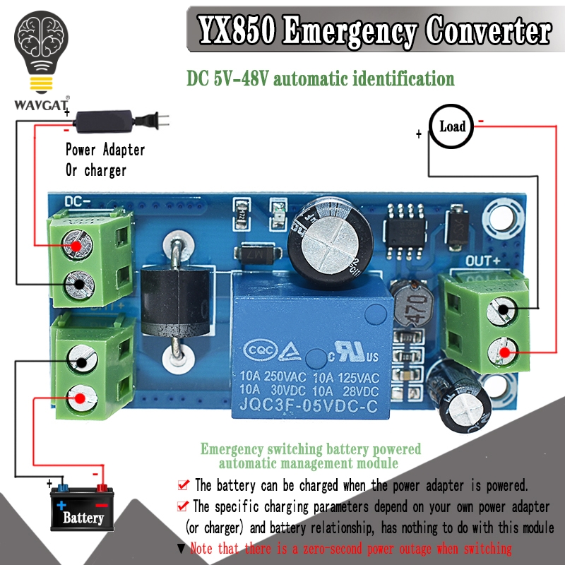 1-10PCYX850 falla de energía conmutación automática batería de espera módulo de batería de litio 5V-48V convertidor de emergencia universal
