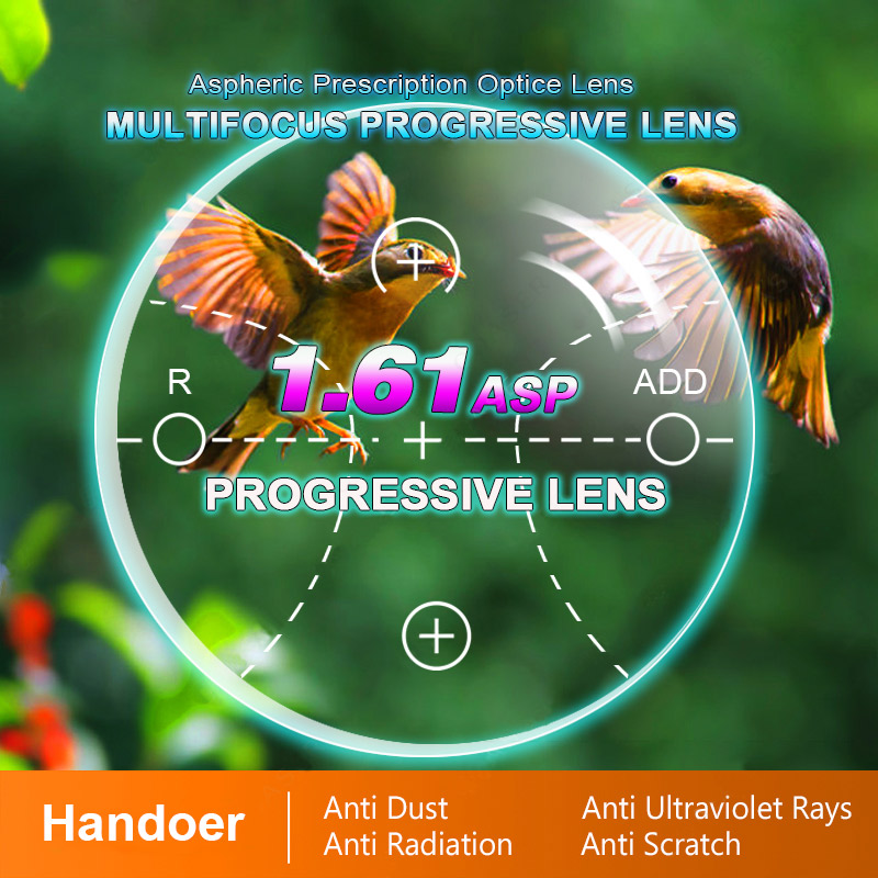 Handoer Index 1.61 Gratis-Vorm Digitale Progressieve Lens Hmc, Emi Asferische Anti-Uv Recept Multi-Focal Lenzen, 2Pcs