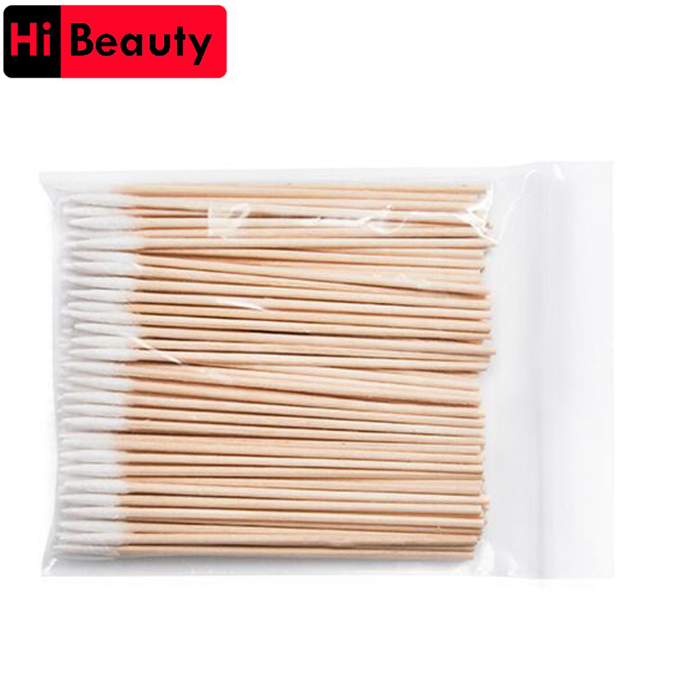 High Quality 1 Bag 100pcs Wooden Cotton Stick Swabs Buds For Cleaning The Ears Eyebrow Lips Eyeline Tattoo Makeup Cosmetics