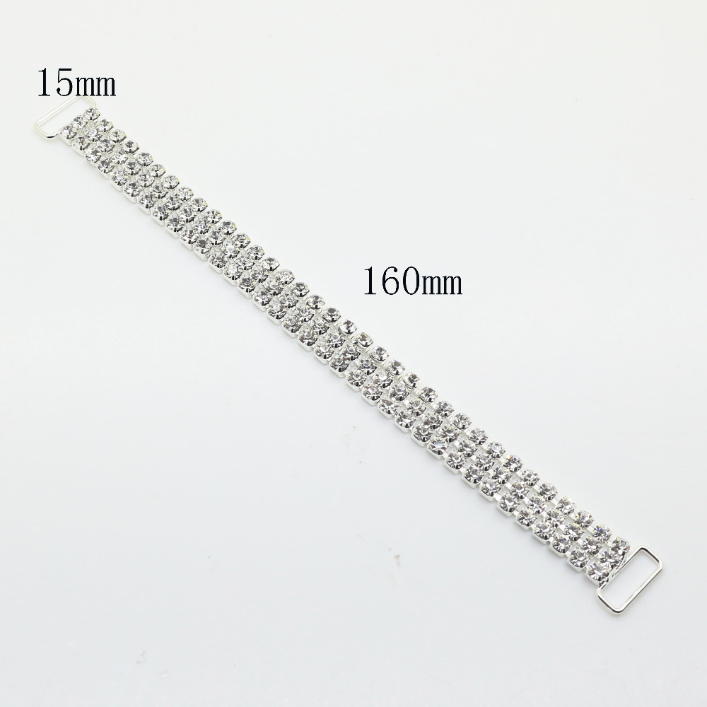 10 stks/pak 3 Rijen Charm Chain Connectors Bikini Gesp Metaal Kristal Strass Bikini Badmode Knoppen Voor Badmode, fabriek