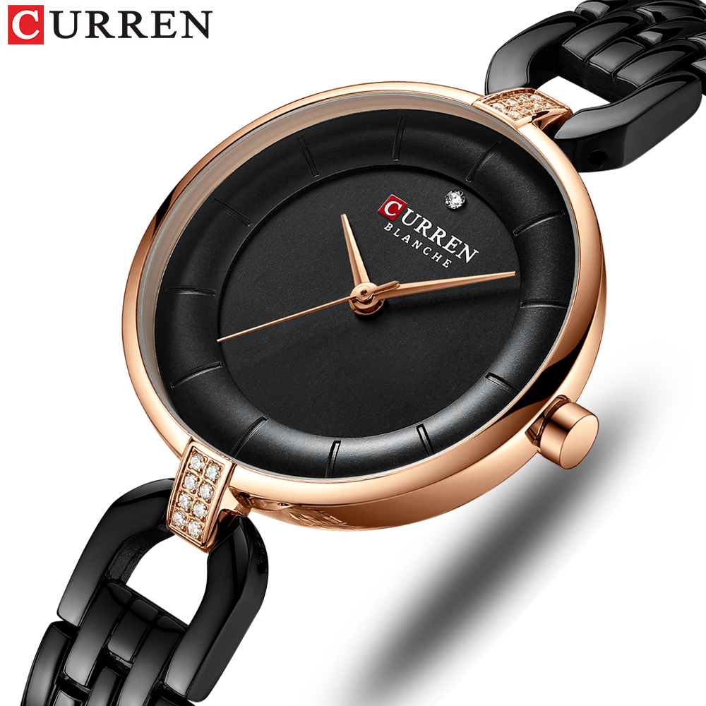 Reloj de cuarzo CURREN de lujo con diamantes de imitación para mujer, regalo encantador, pulsera de acero inoxidable para mujer, reloj de pulsera Montre para mujer