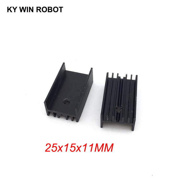 Disipador de calor de aluminio a-220, 10 piezas, radiador de Transistor a 220, enfriador, negro, 25x15x11MM