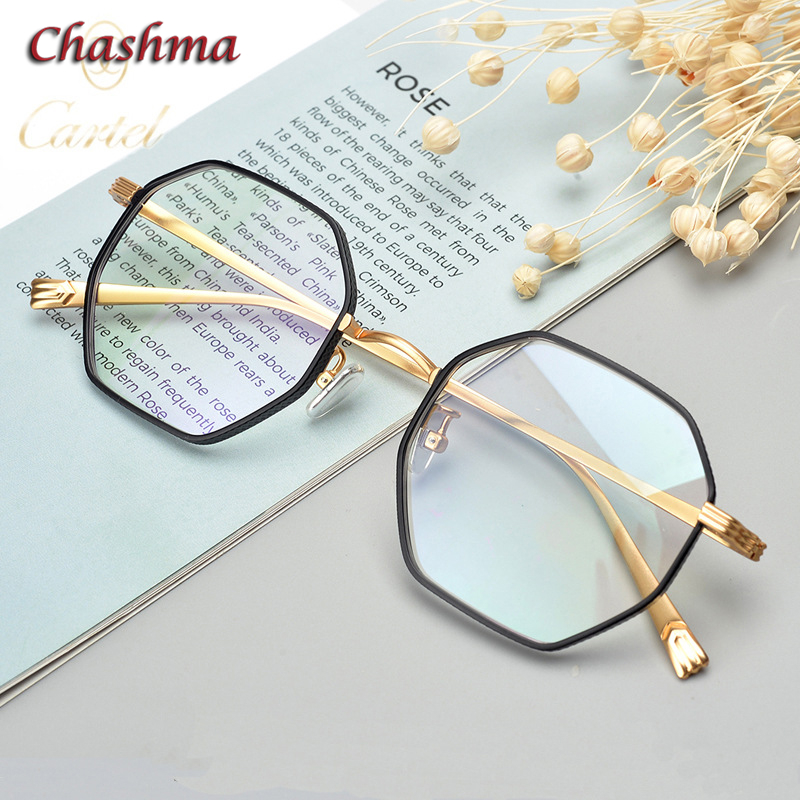 Chashma Octagon Männer Reinem Titan Brillen Top Qualität Frauen Mode Brillen für Weibliche Optische Brillen