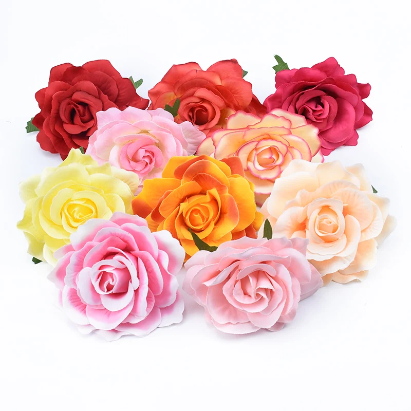 10pcs Artificial Flower Silk Rose Head Wedding Bride Brooch Wreaths Scrapbook christmas Home Diy Gift Box Decorative Hot selling