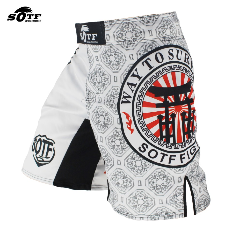 SOTF Trắng Phong Cách Nhật Bản In Hung Dữ Tiếng Gầm Trận Thể Dục Quần Short Mma Fight Shorts Tiger Muay Thai Quần Áo Pretorian