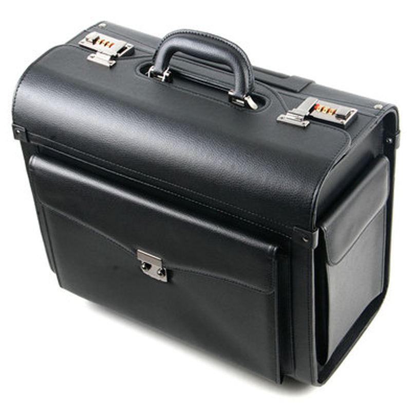 Bagagem retro do rolamento do couro do plutônio, cabine aeromoça da linha aérea, saco do curso, na roda, carrinho do negócio, piloto, novo