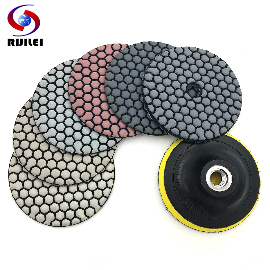 RIJILEI 6 Cái/bộ 3 "/4" Khô Đánh Bóng Sắc Nét Loại Kim Cương Dẻo Xi Đánh Bóng Cho Đá Hoa Cương Đá Cẩm Thạch đá Chà Nhám Đĩa H3