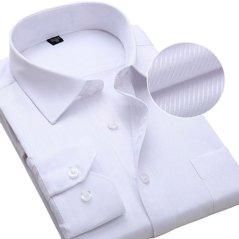 Plus size manga longa camisa masculina moda masculina negócios formal wear escritório trabalho camisas brancas 45 46 47 48 roupas grandes