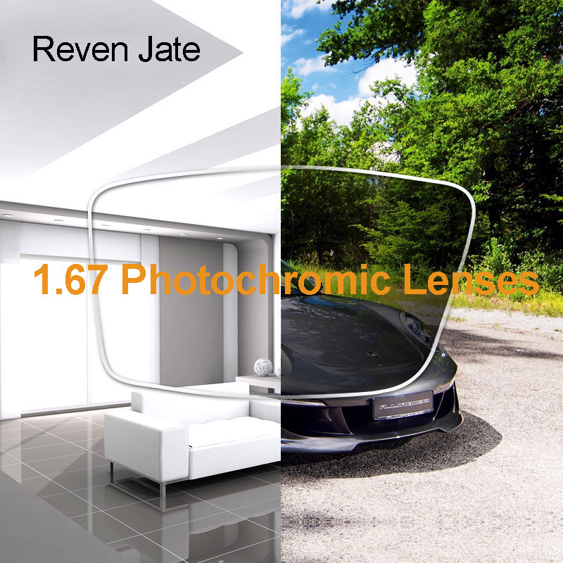 Reven Jate 1.67 Photochromic Satu Visi Warna Berubah Optik Resep Lensa Cepat Mengubah Lensa Selama Sinar Matahari Yang Kuat